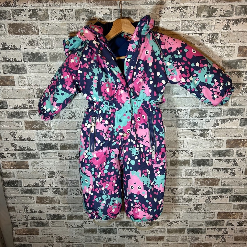 Ruima Kids Pink Teal Print‎ Insulated One Piece Snowsuit Bunting 86cm